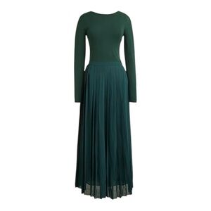 J. Crew Knit Mixy Leotard Scoop Back Pleated Maxi Dress Long Sleeve NEW CF797